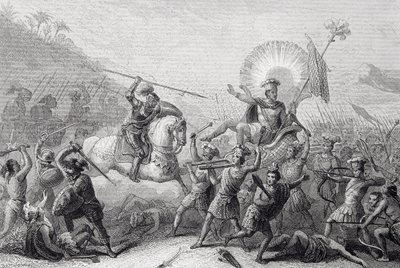 Battle of Otumba, Mexico, 7 July 1520 by Spanish School